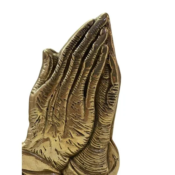 Vintage Brass Praying Hands Book Ends Used MCM - Picture 2 of 16